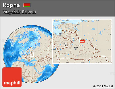 Shaded Relief Location Map of Ropna