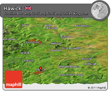 Satellite Panoramic Map of Hawick