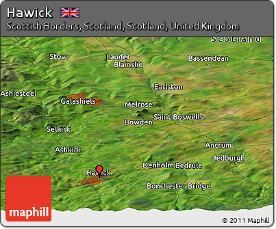 Satellite Panoramic Map of Hawick