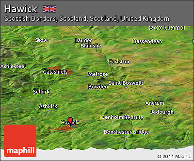 Satellite Panoramic Map of Hawick