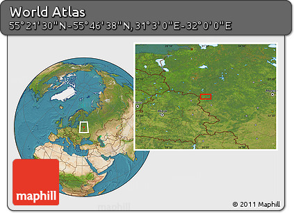 Satellite Location Map of the Area around 55° 34' 4" N, 31° 31' 29" E