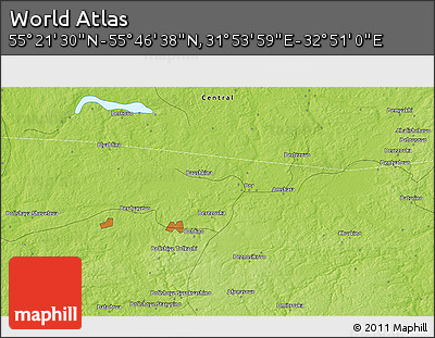 Physical 3D Map of the Area around 55° 34' 4" N, 32° 22' 30" E