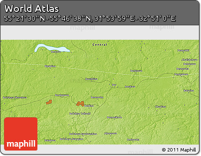 Physical 3D Map of the Area around 55° 34' 4" N, 32° 22' 30" E