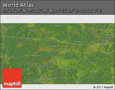 Satellite 3D Map of the Area around 55° 34' 4" N, 32° 22' 30" E