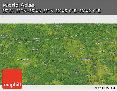 Satellite 3D Map of the Area around 55° 34' 4" N, 33° 13' 30" E