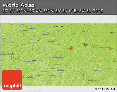 Physical 3D Map of the Area around 55° 34' 4" N, 34° 4' 30" E