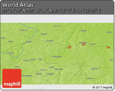 Physical 3D Map of the Area around 55° 34' 4" N, 34° 4' 30" E