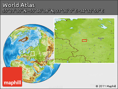 Physical Location Map of the Area around 55° 34' 4" N, 34° 4' 30" E
