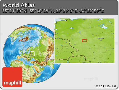 Physical Location Map of the Area around 55° 34' 4" N, 34° 4' 30" E