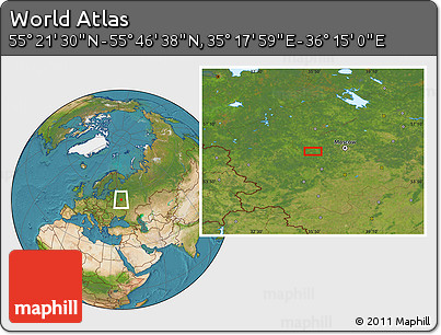 Satellite Location Map of the Area around 55° 34' 4" N, 35° 46' 29" E