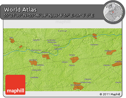 Physical 3D Map of the Area around 55° 34' 4" N, 36° 37' 30" E