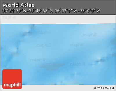 Physical 3D Map of the Area around 55° 34' 4" N, 36° 28' 30" W