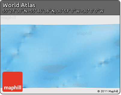 Physical 3D Map of the Area around 55° 34' 4" N, 36° 28' 30" W