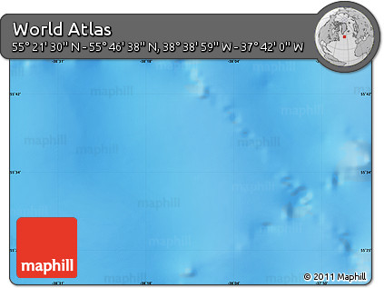Physical Map of the Area around 55° 34' 4" N, 38° 10' 29" W