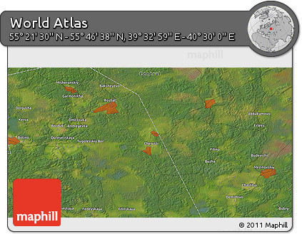 Satellite 3D Map of the Area around 55° 34' 4" N, 40° 1' 29" E