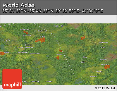 Satellite 3D Map of the Area around 55° 34' 4" N, 40° 1' 29" E