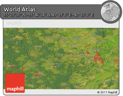 Satellite 3D Map of the Area around 55° 34' 4" N, 41° 43' 30" E