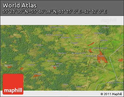 Satellite 3D Map of the Area around 55° 34' 4" N, 41° 43' 30" E