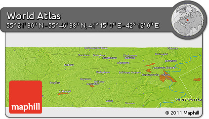 Physical Panoramic Map of the Area around 55° 34' 4" N, 41° 43' 30" E