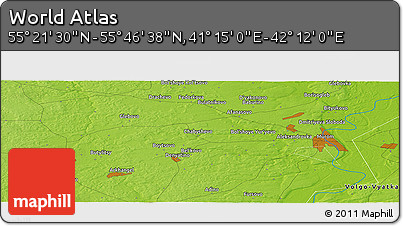 Physical Panoramic Map of the Area around 55° 34' 4" N, 41° 43' 30" E