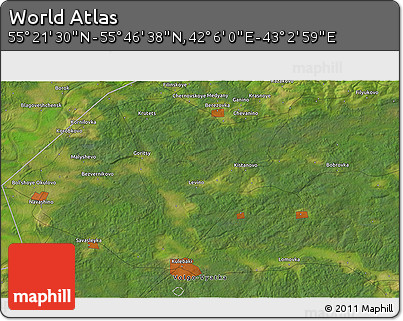 Satellite 3D Map of the Area around 55° 34' 4" N, 42° 34' 30" E