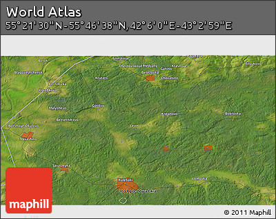 Satellite 3D Map of the Area around 55° 34' 4" N, 42° 34' 30" E