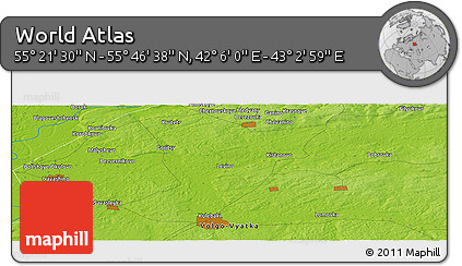Physical Panoramic Map of the Area around 55° 34' 4" N, 42° 34' 30" E