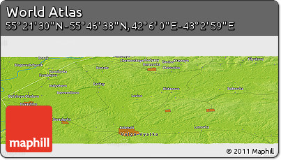Physical Panoramic Map of the Area around 55° 34' 4" N, 42° 34' 30" E