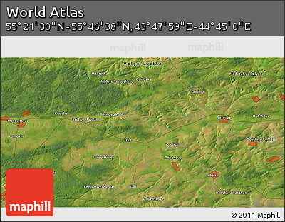 Satellite 3D Map of the Area around 55° 34' 4" N, 44° 16' 29" E