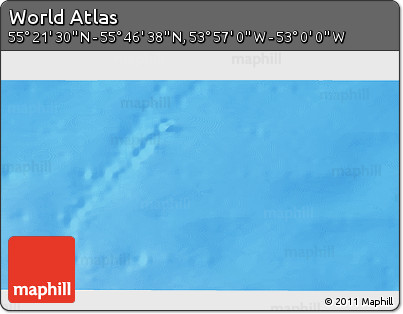 Physical 3D Map of the Area around 55° 34' 4" N, 53° 28' 30" W