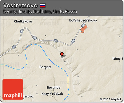 Shaded Relief Map of Vostretsovo