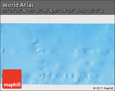 Physical 3D Map of the Area around 55° 34' 4" N, 55° 10' 29" W