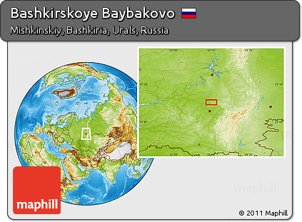 Physical Location Map of Bashkirskoye Baybakovo