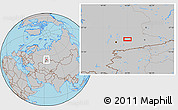 Gray Location Map of the area around 55° 34' 4" N, 62° 58' 30" E