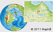 Physical Location Map of the area around 55° 34' 4" N, 66° 13' 29" W