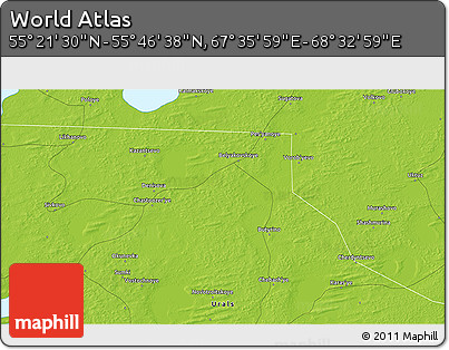 Physical 3D Map of the Area around 55° 34' 4" N, 68° 4' 29" E
