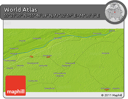 Physical 3D Map of the Area around 55° 34' 4" N, 74° 1' 30" E