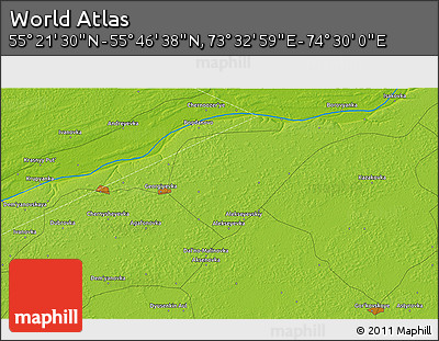Physical 3D Map of the Area around 55° 34' 4" N, 74° 1' 30" E