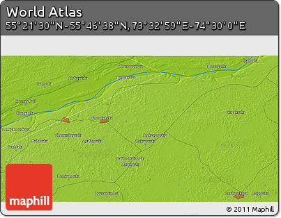 Physical 3D Map of the Area around 55° 34' 4" N, 74° 1' 30" E