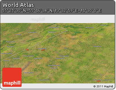 Satellite 3D Map of the Area around 55° 34' 4" N, 74° 1' 30" E