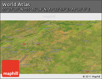 Satellite 3D Map of the Area around 55° 34' 4" N, 74° 1' 30" E