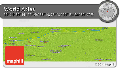 Physical Panoramic Map of the Area around 55° 34' 4" N, 74° 1' 30" E