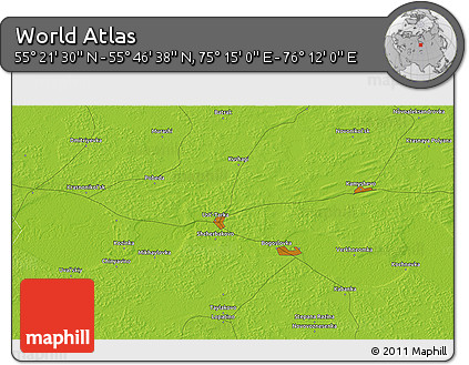 Physical 3D Map of the Area around 55° 34' 4" N, 75° 43' 29" E