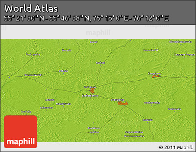 Physical 3D Map of the Area around 55° 34' 4" N, 75° 43' 29" E