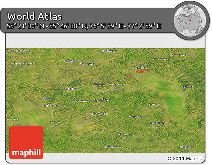 Satellite 3D Map of the Area around 55° 34' 4" N, 76° 34' 29" E