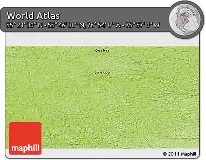 Physical 3D Map of the Area around 55° 34' 4" N, 76° 25' 30" W