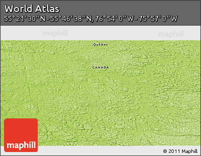 Physical 3D Map of the Area around 55° 34' 4" N, 76° 25' 30" W