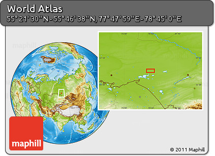 Physical Location Map of the Area around 55° 34' 4" N, 78° 16' 30" E