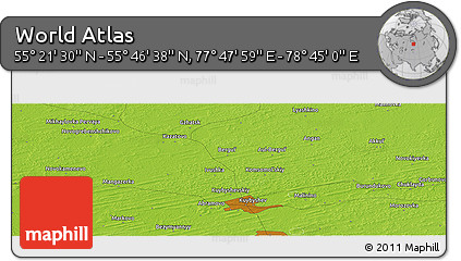 Physical Panoramic Map of the Area around 55° 34' 4" N, 78° 16' 30" E