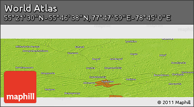 Physical Panoramic Map of the Area around 55° 34' 4" N, 78° 16' 30" E